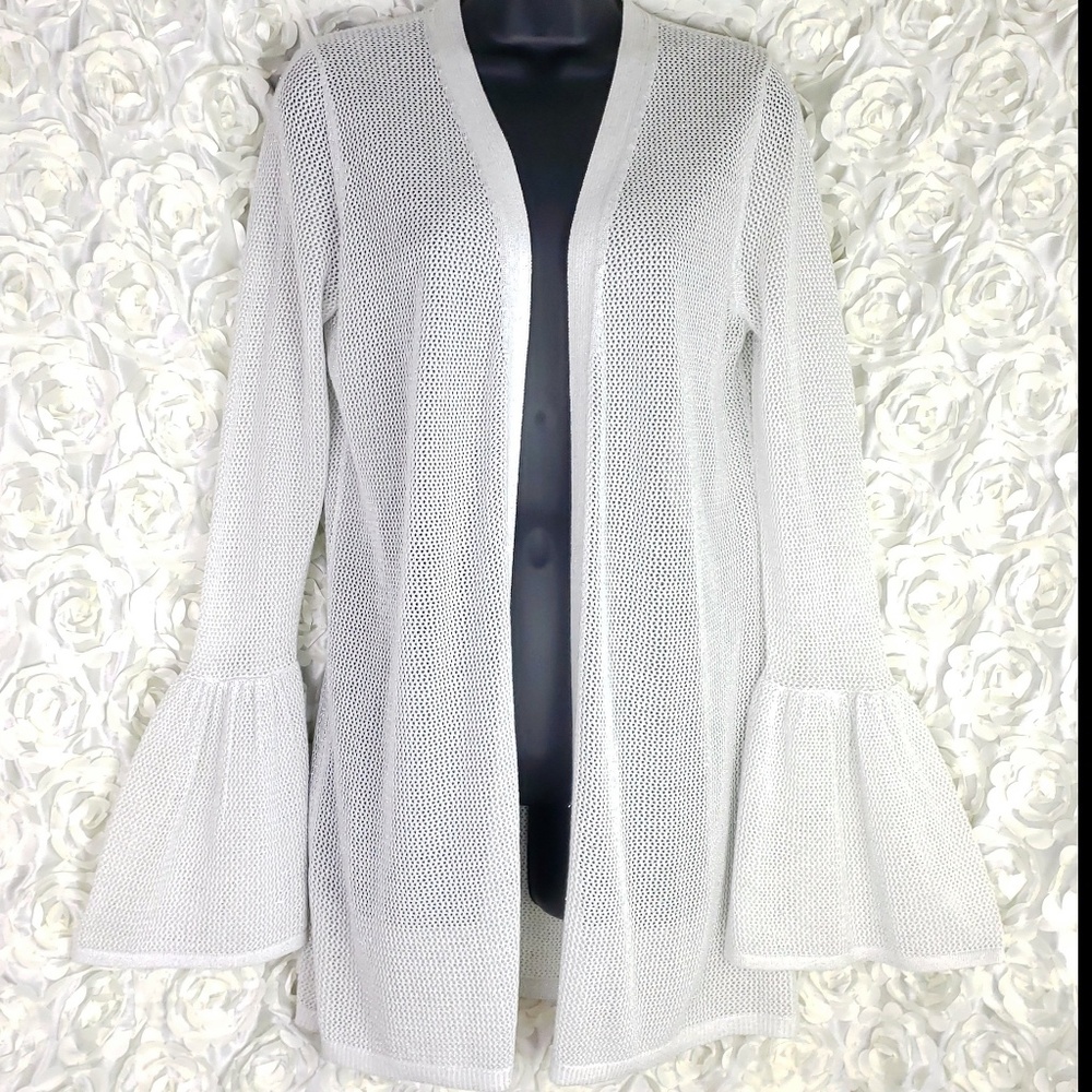 MB Joan Vass Open Front Cardigan Trumpet Sleeve